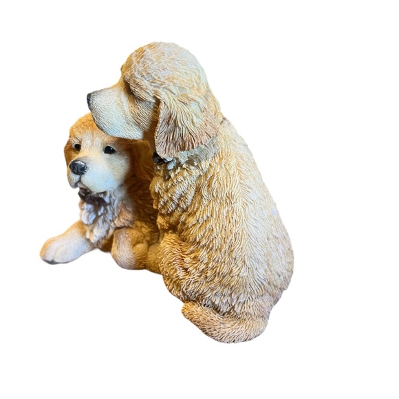 Figurine Paw Prints Golden Retriever Puppy Pair, Hand Painted Ceramic - Picture 6 of 9
